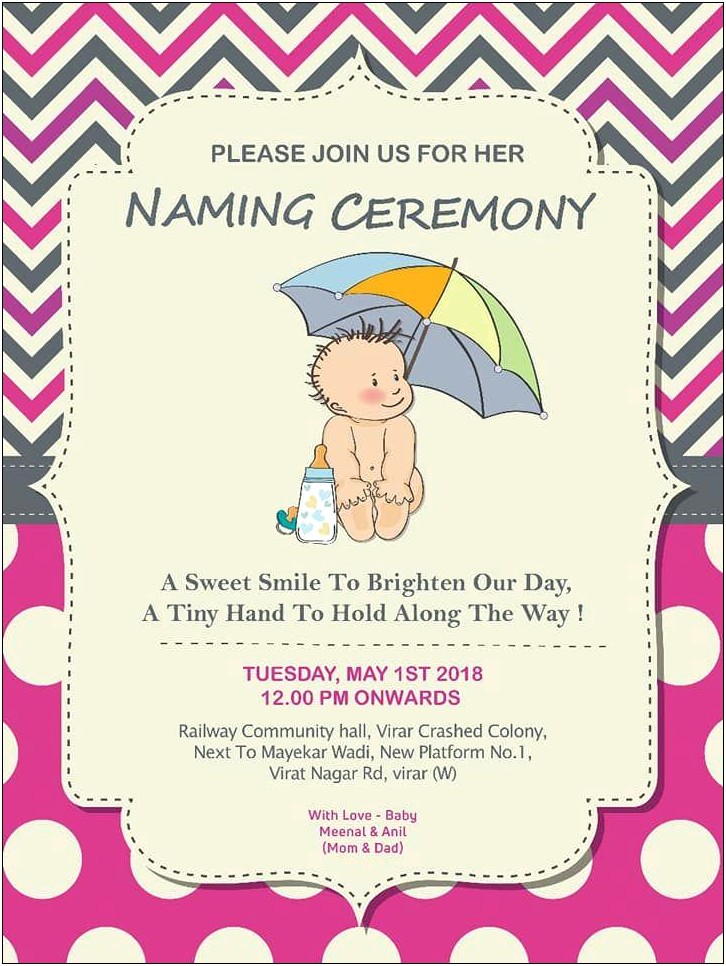 Baby Naming Ceremony Invitation Card Template