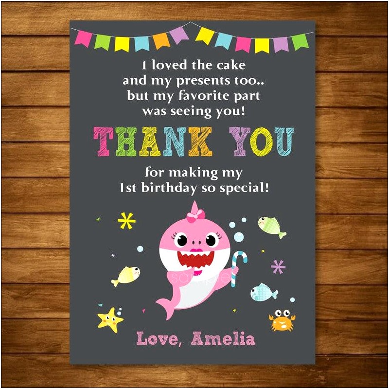 Baby Shark Thank You Card Template