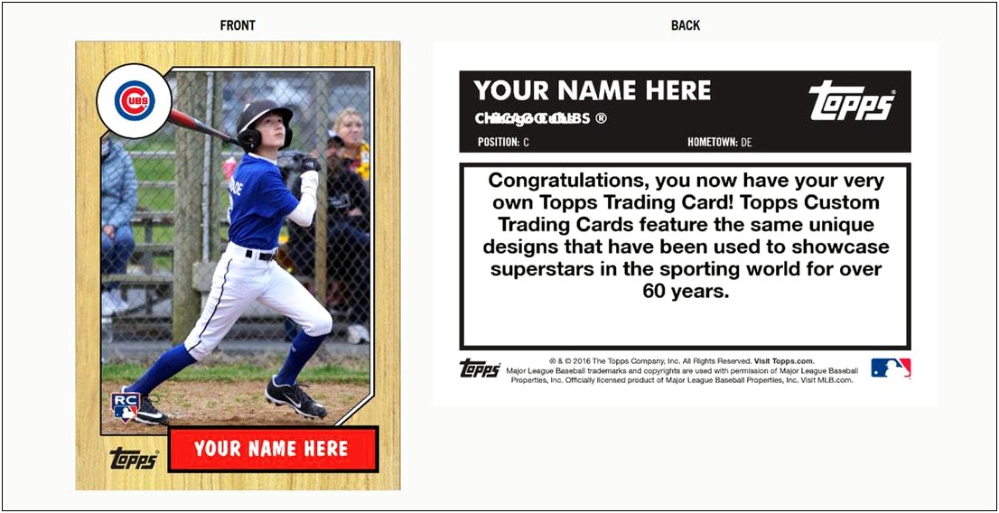 Back Of Topps 87 Baseball Card Template