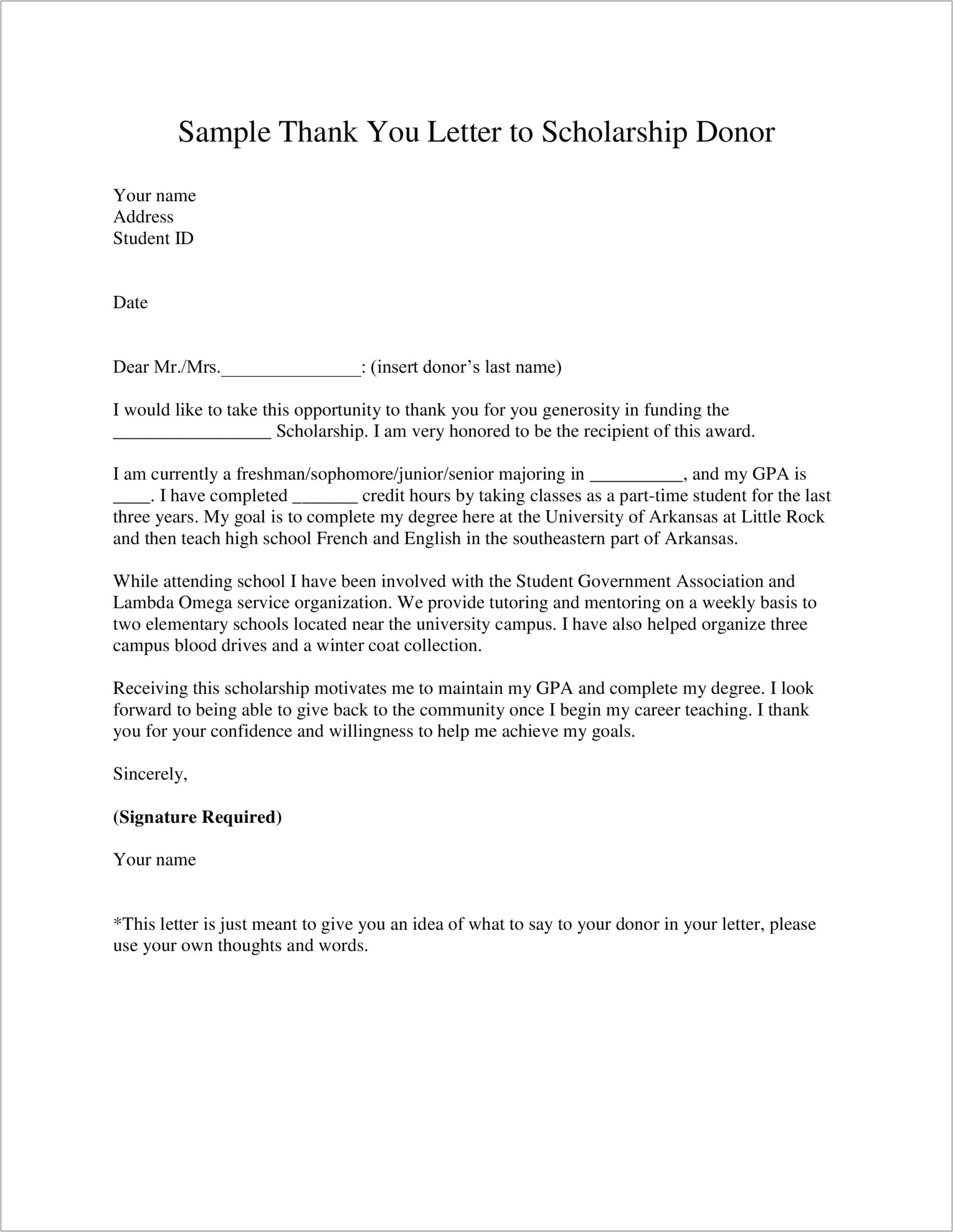 Back To School Donation Letter Template