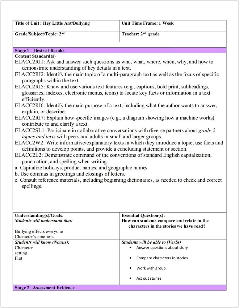 Backwards Design Lesson Plan Template Pdf