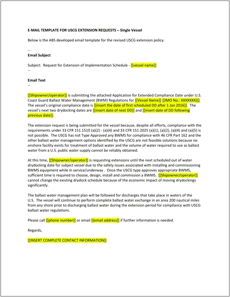 Ballast Water Management Plan Template Abs