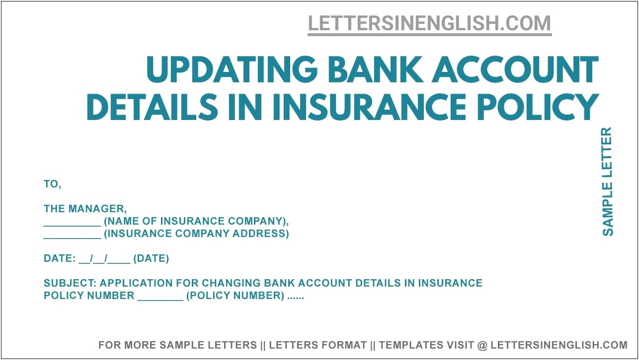 Bank Letter Template Change Of Details