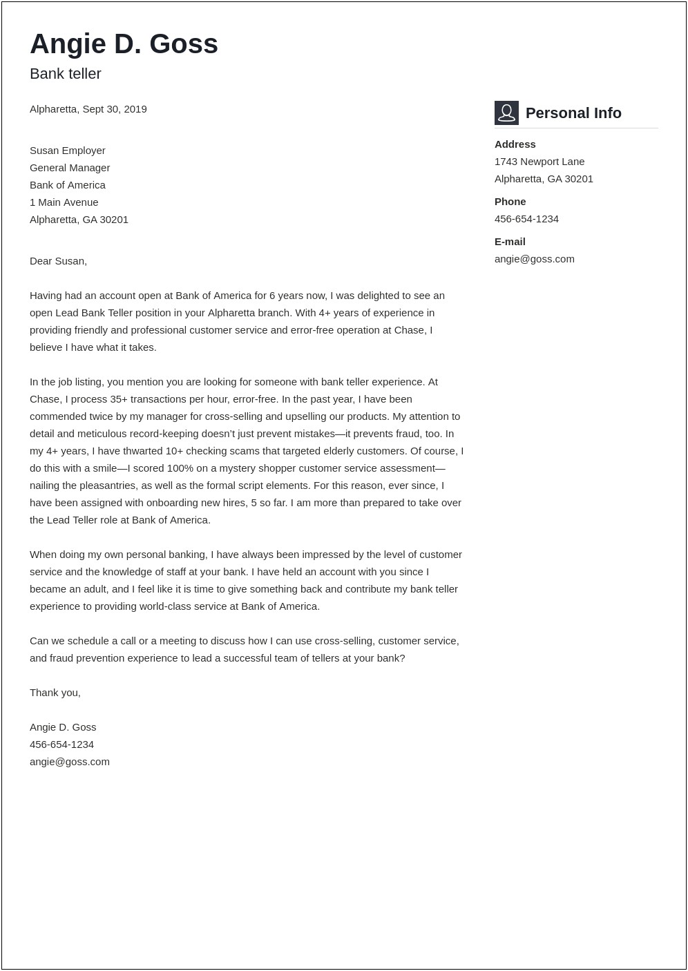 Bank Of America Open Account Letter Template