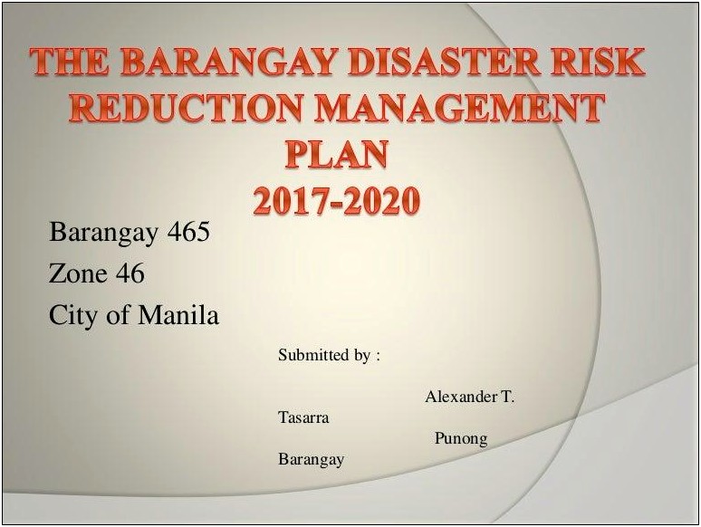 Barangay Solid Waste Management Plan Template