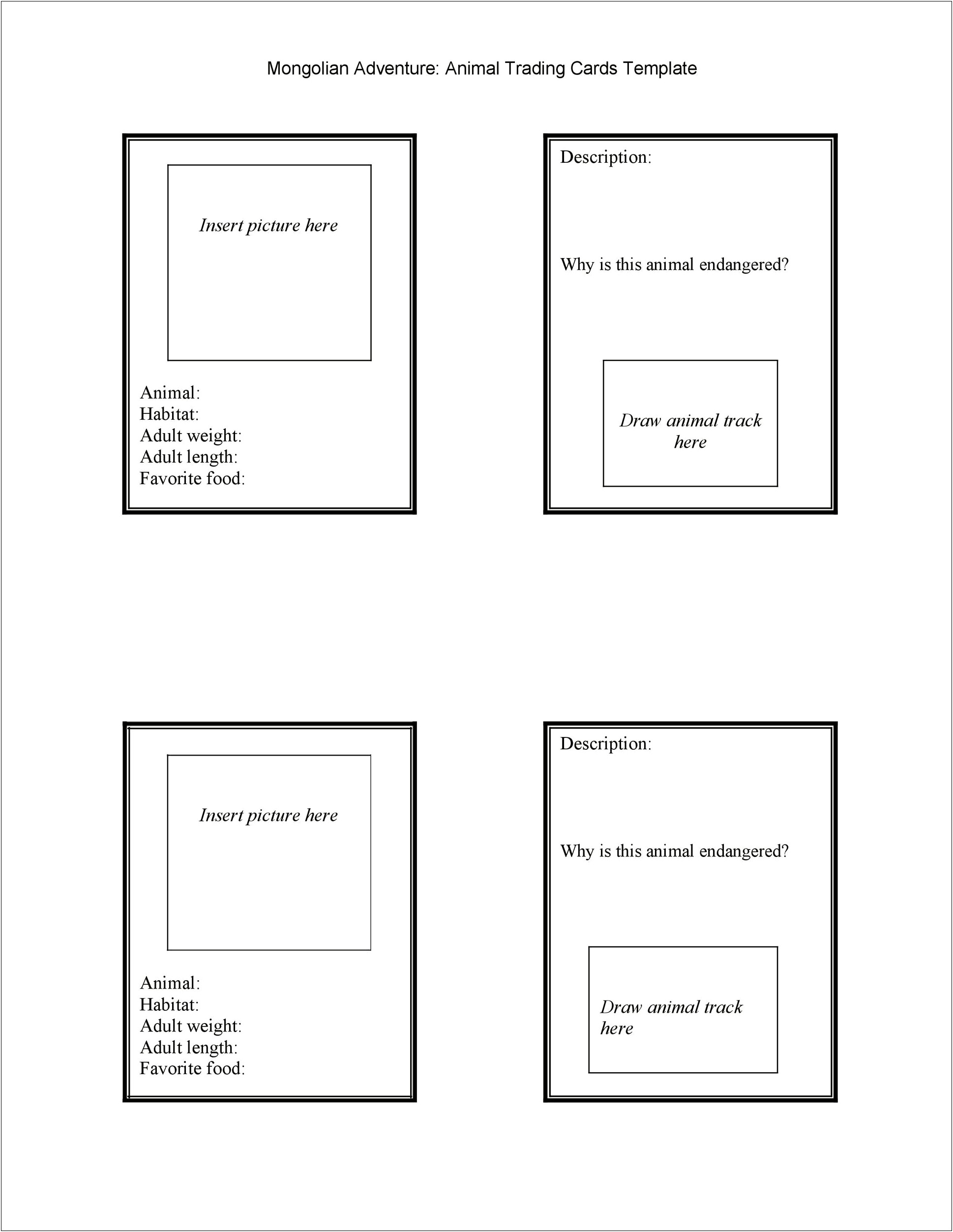 Baseball Card Size Template To Print