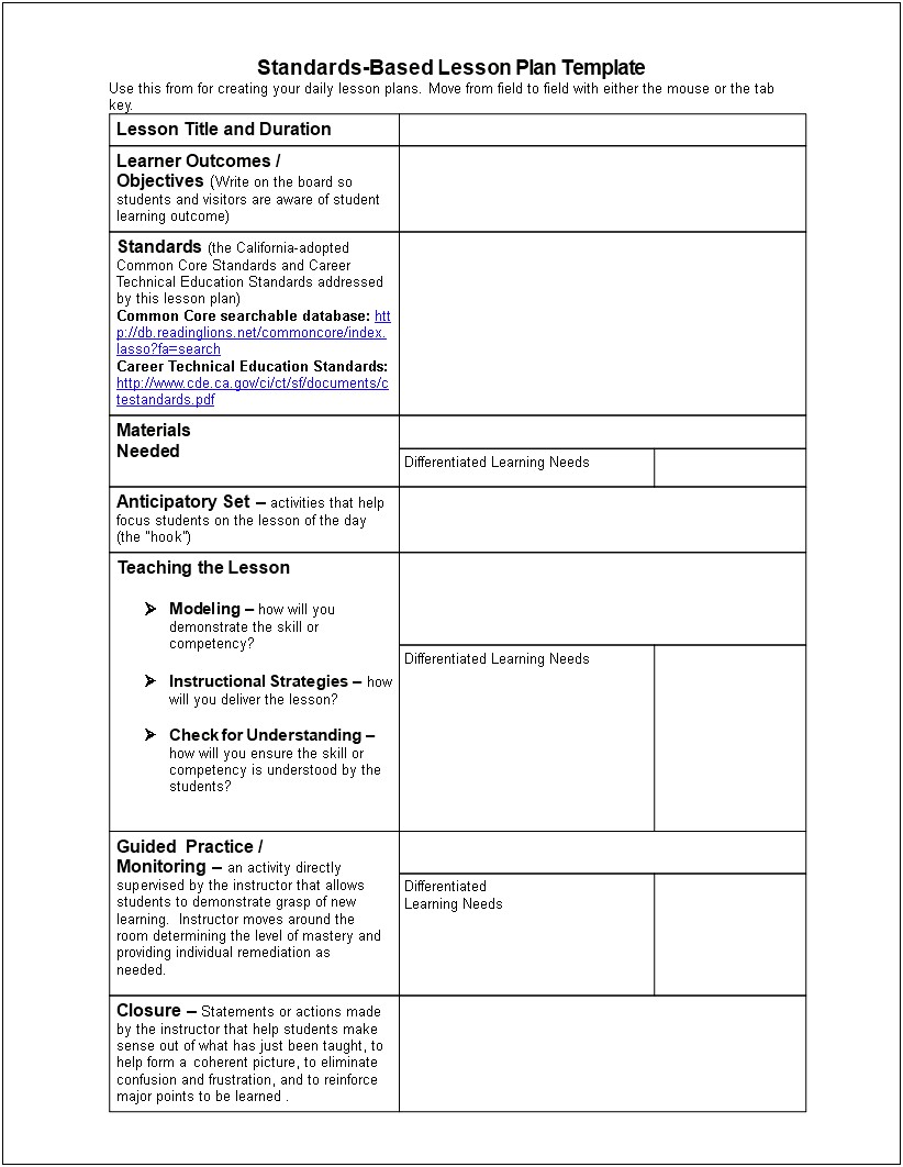 Basic Guided Writing Lesson Plans Template