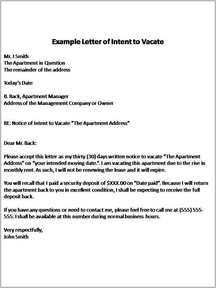 Basic Template For Letter Of Intent