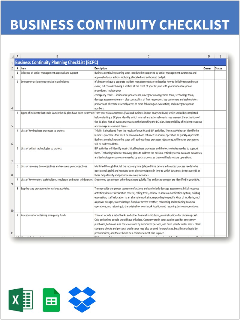 Bcp And Disaster Recovery Plan Template