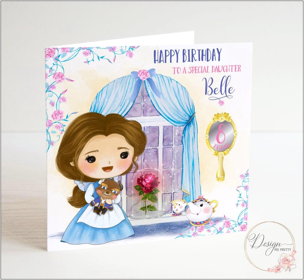 Beauty And The Beast Birthday Card Template