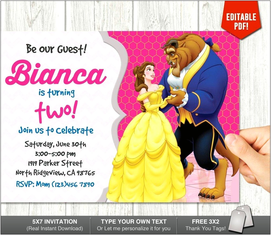 Beauty And The Beast Invitation Card Template