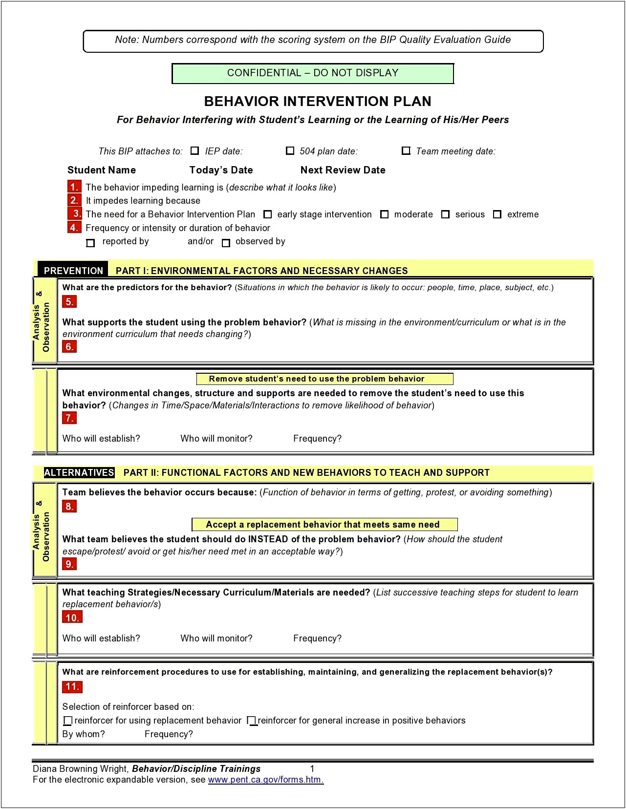 Behavior Action Plan Template For Students