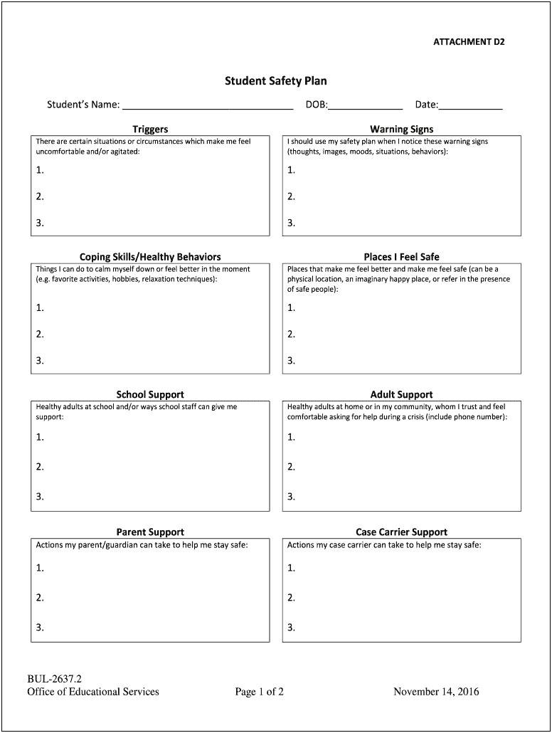 Behavior Plan Template Pdf Elementary Students