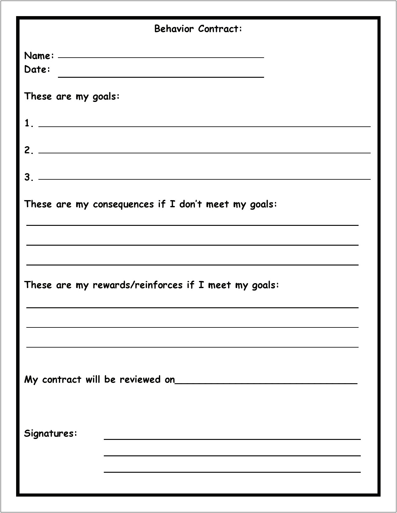 Behavior Plan Template Pdf Middle School