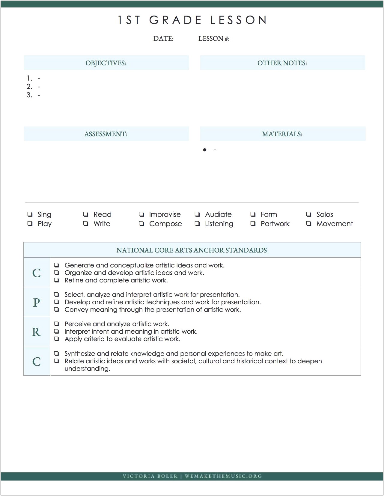 Best Elementary Music Lesson Plan Template