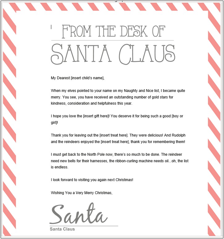 Big Kids Template Letter To Santa