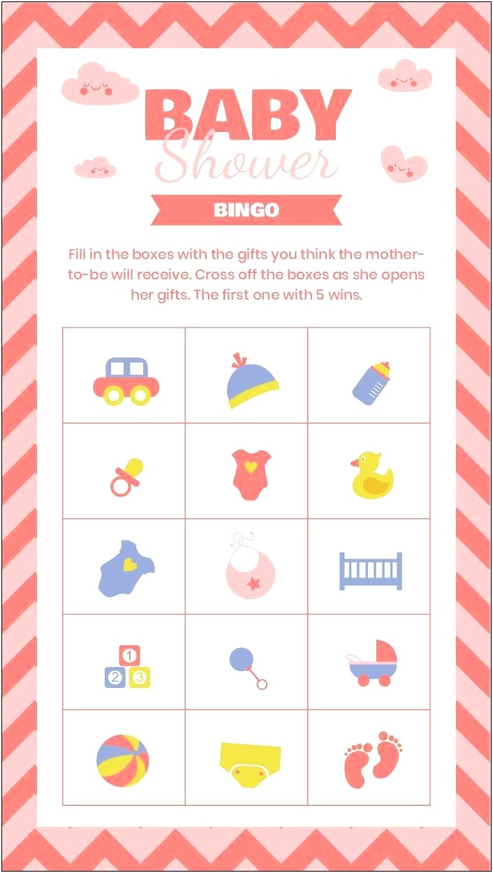 Bingo Card Template For Baby Shower