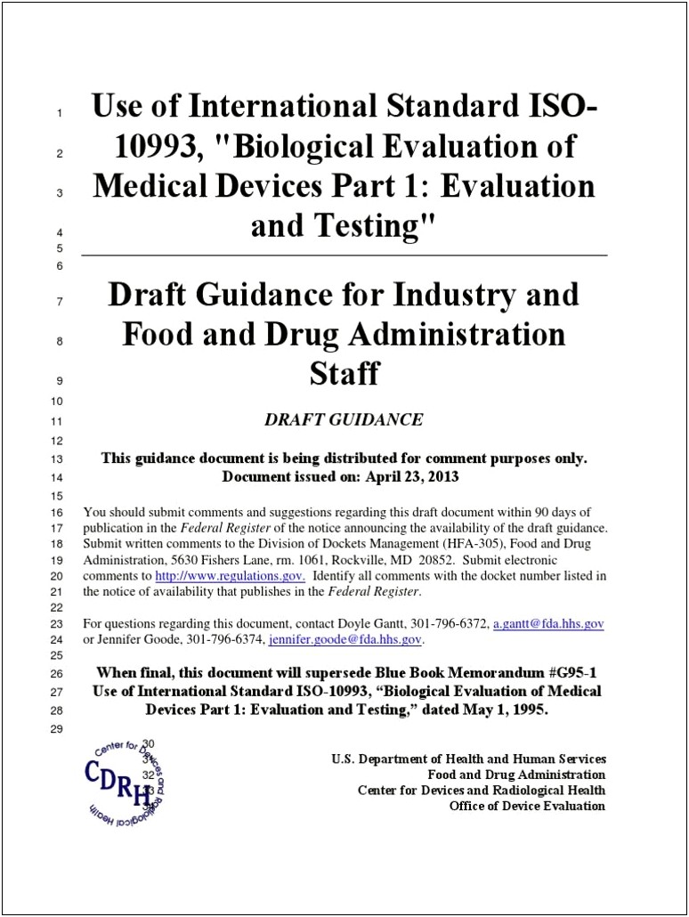 Biological Evaluation Plan Template And Fda