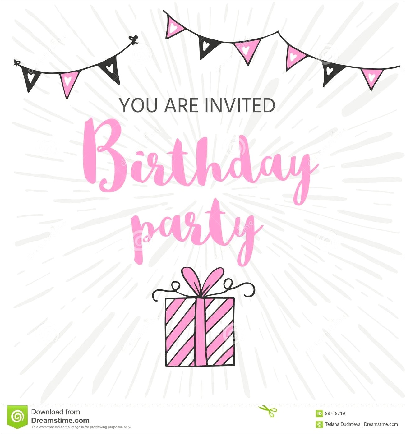 Birthday Card Invitation Template For At Girl