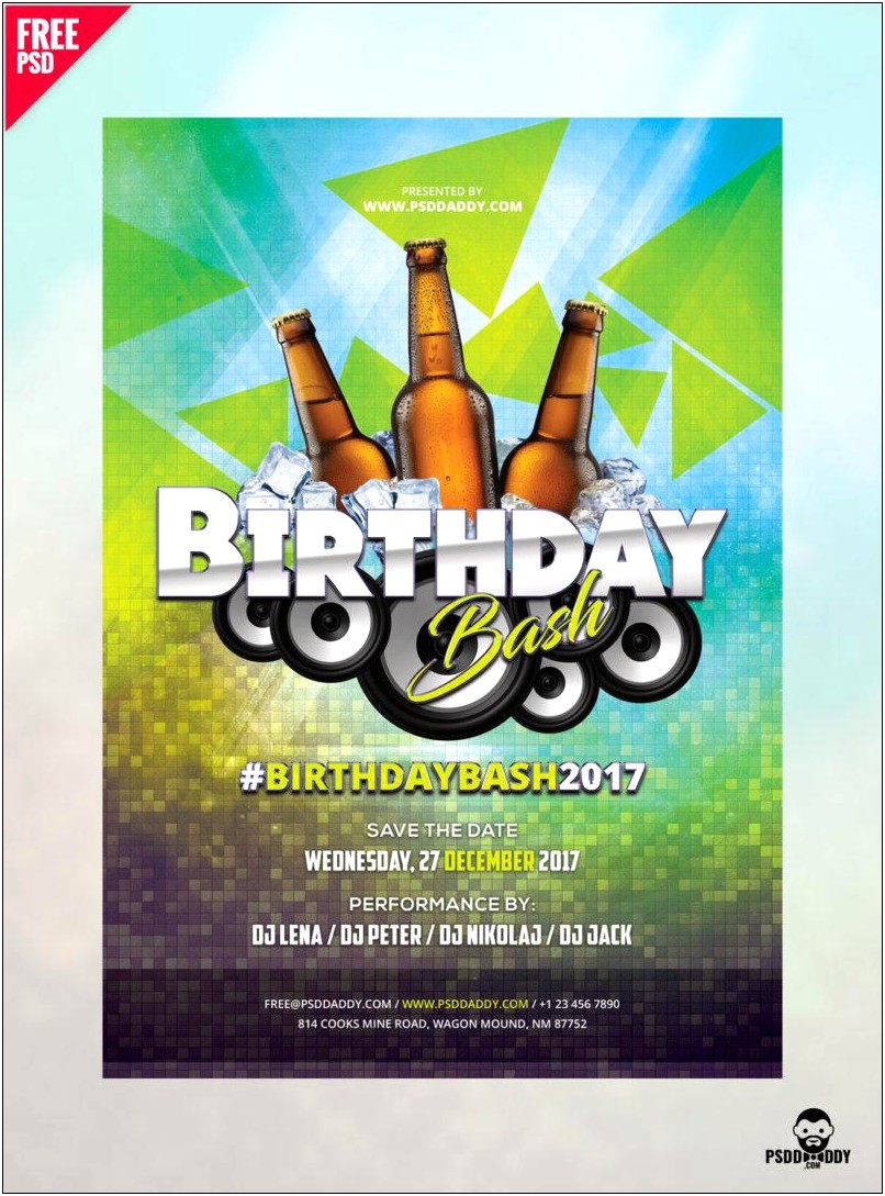 Birthday Invitation Card Photoshop Template Size