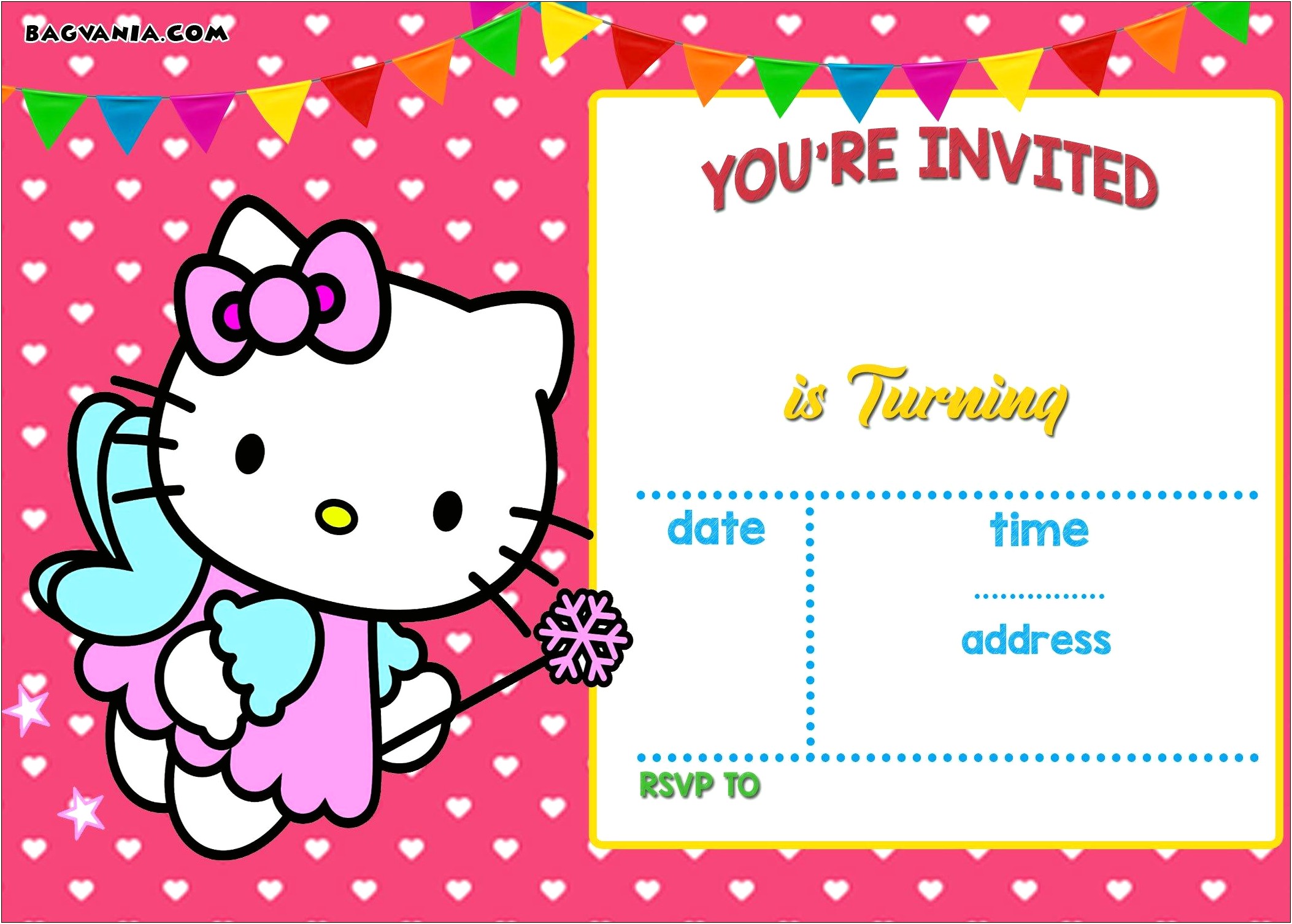 Birthday Invitation Card Template Hello Kitty