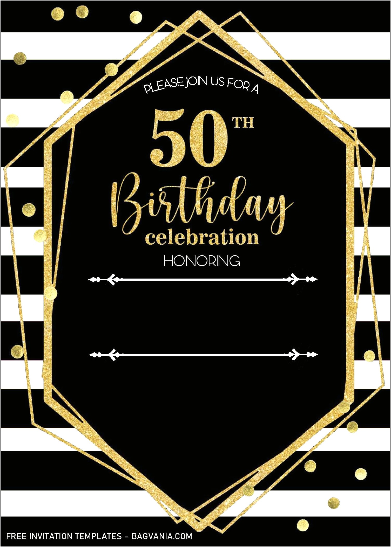 Black And White Birthday Invitation Card Template