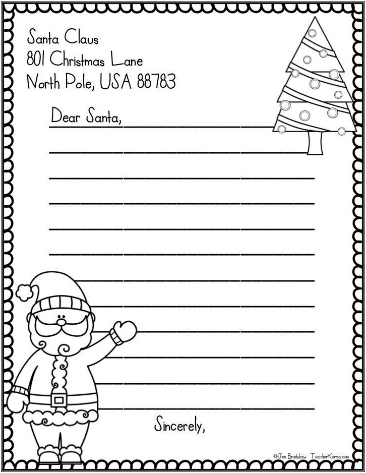 Black And White Template For Letter To Santa