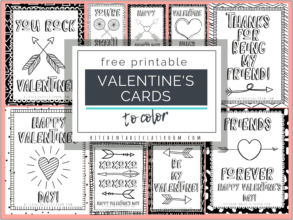 Black And White Valentines Day Card Template