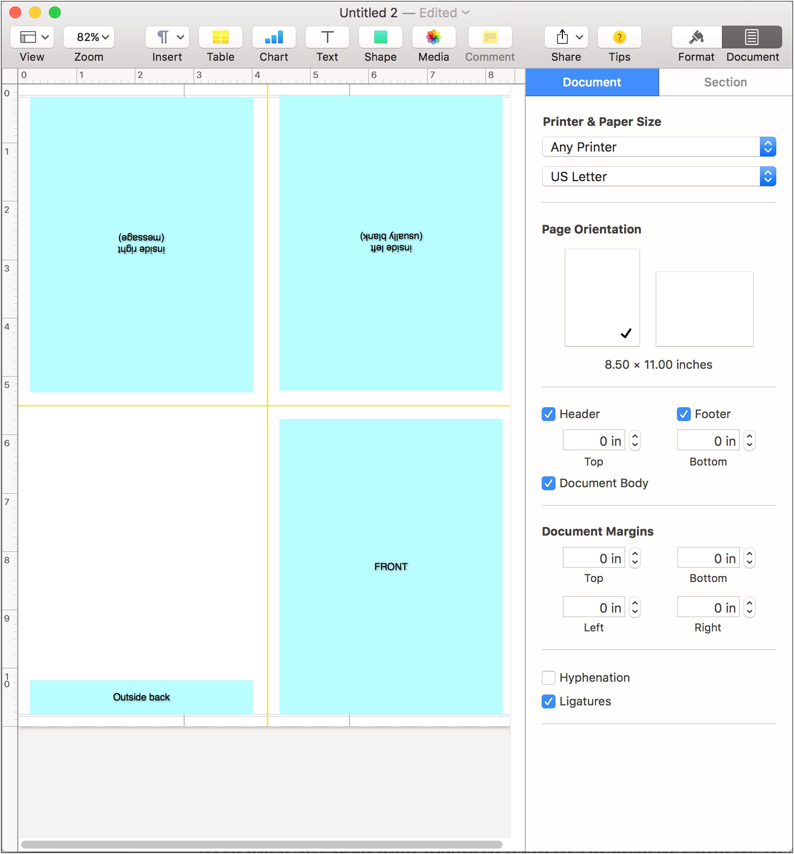 Blank 1 2 Fold Card Template