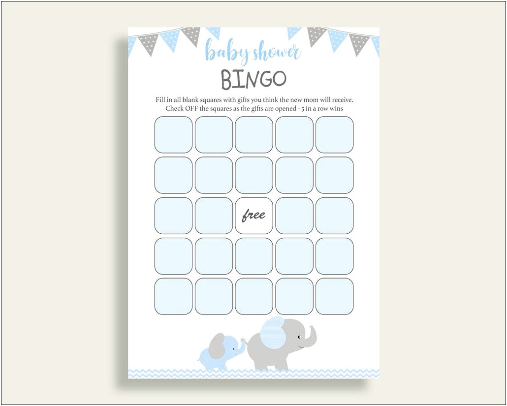 Blank Baby Shower Bingo Card Template