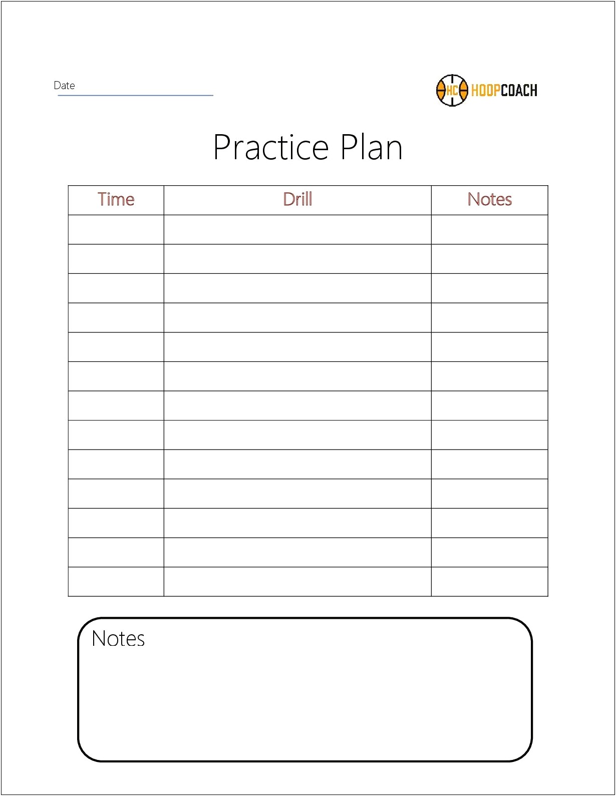 Blank Basketball Practice Plan Template Doc