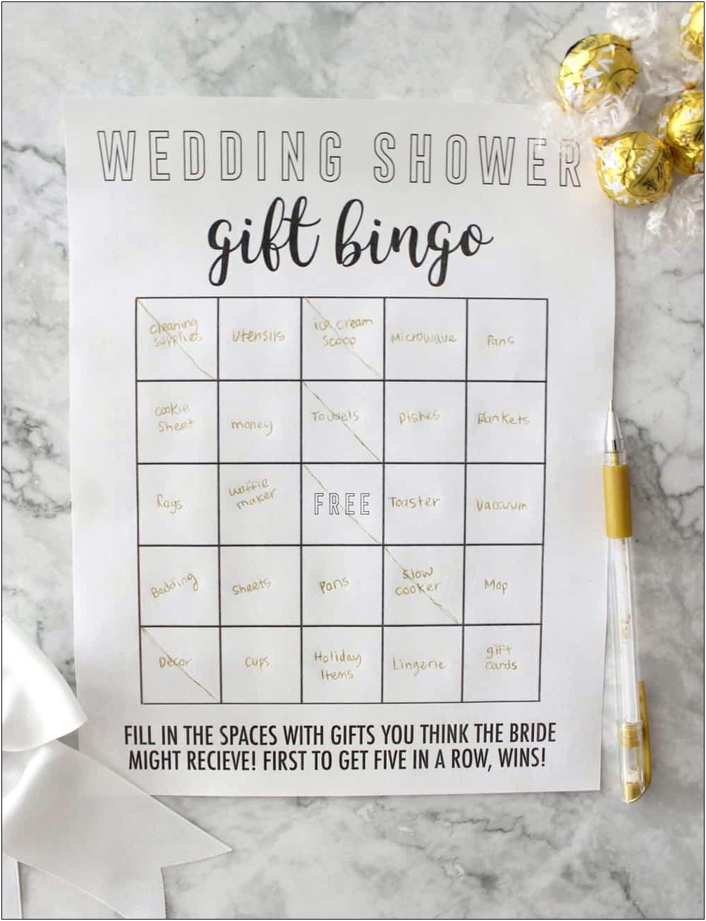 Blank Bingo Card Template For Bridal Shower