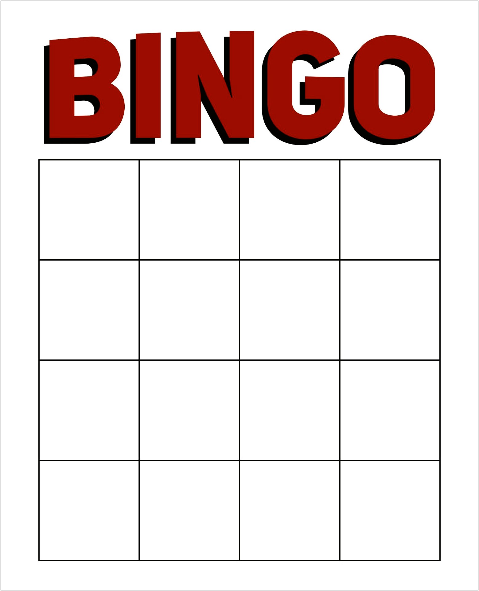 Blank Bingo Card Template For Teachers