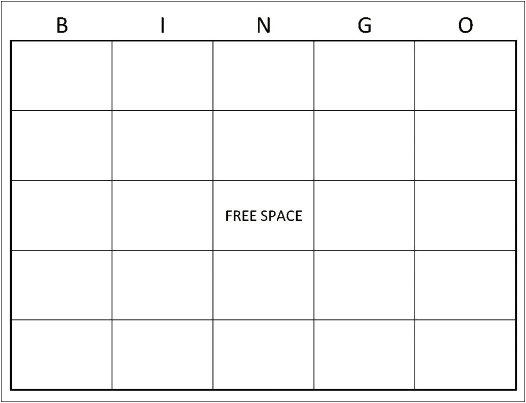 Blank Bingo Card Template Microsoft Excel