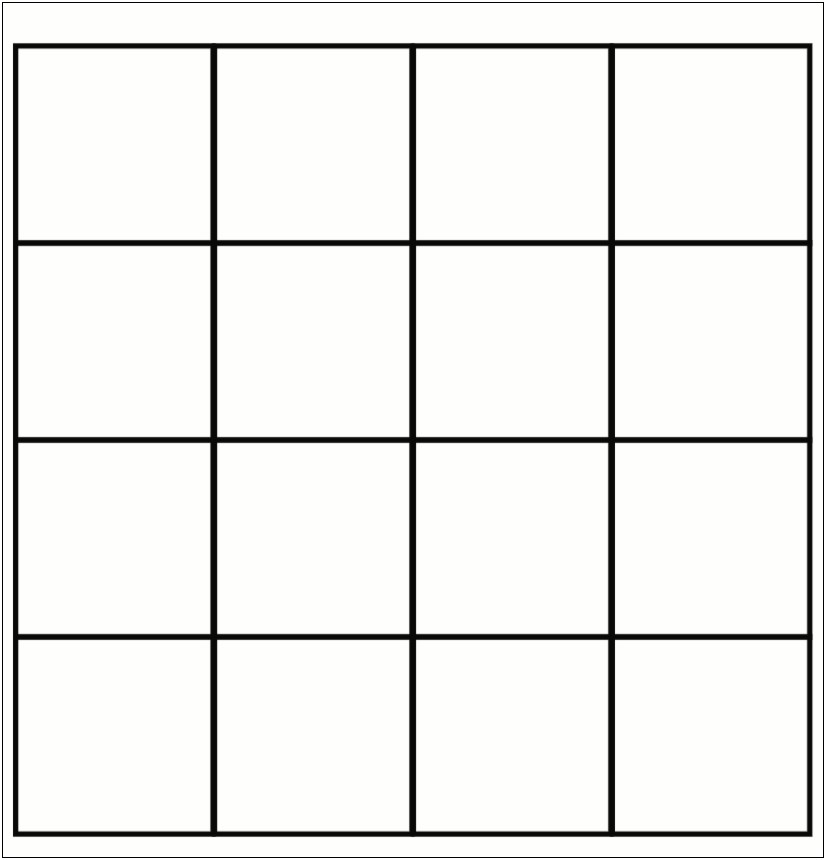 Blank Bingo Cards 4x4 Template Pdf