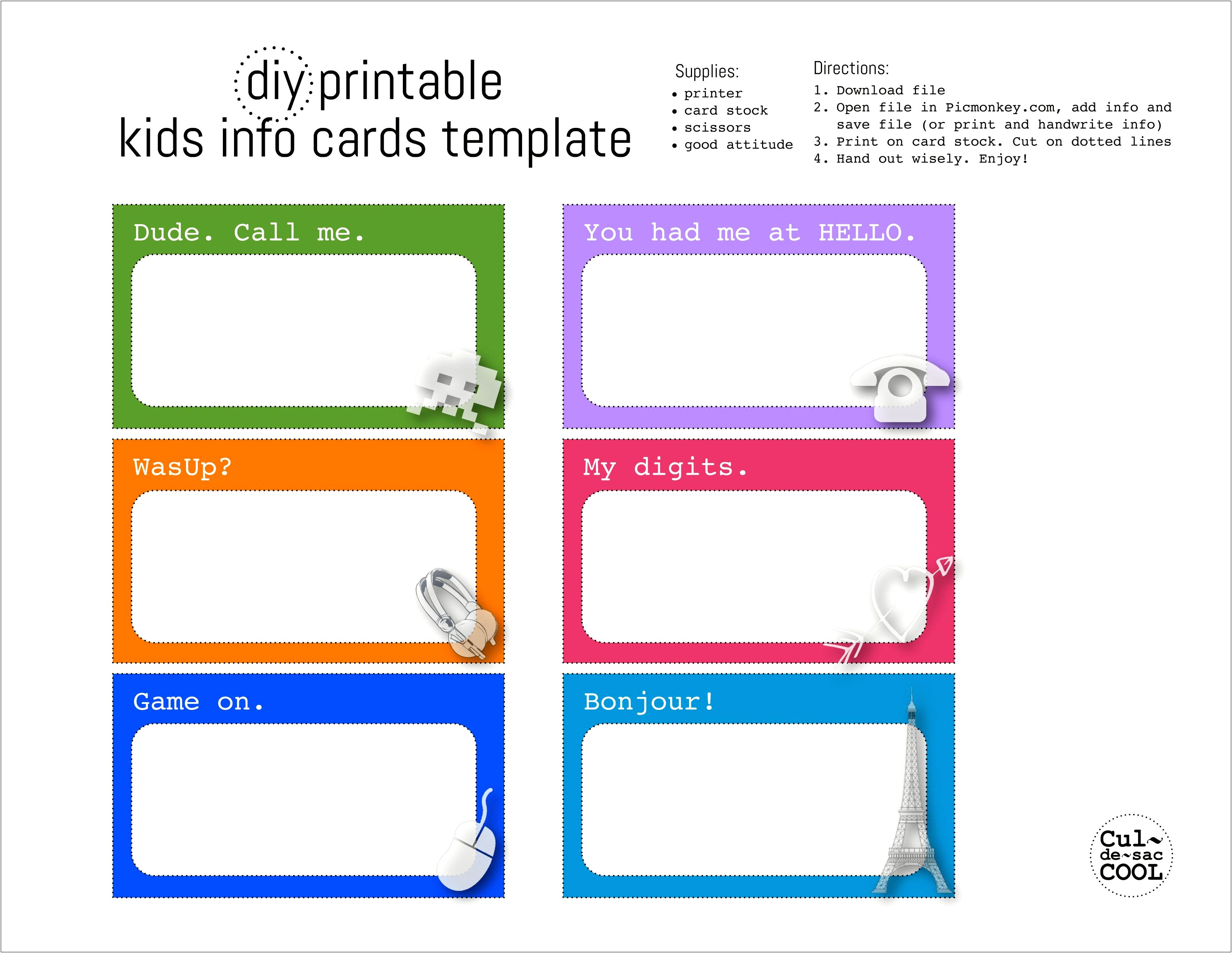 Blank Business Card Template Child Craft