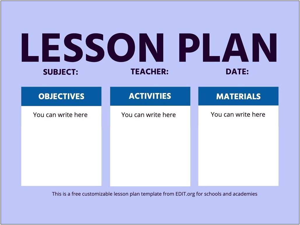 Blank Daily Lesson Plan Template Preschool