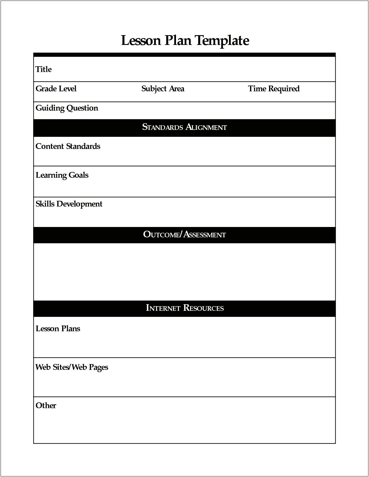 Blank Early Education Lesson Plan Template