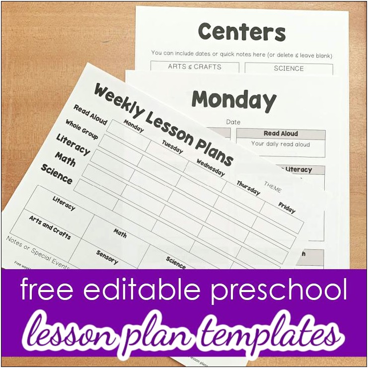 Blank Printable Infant Lesson Plan Template