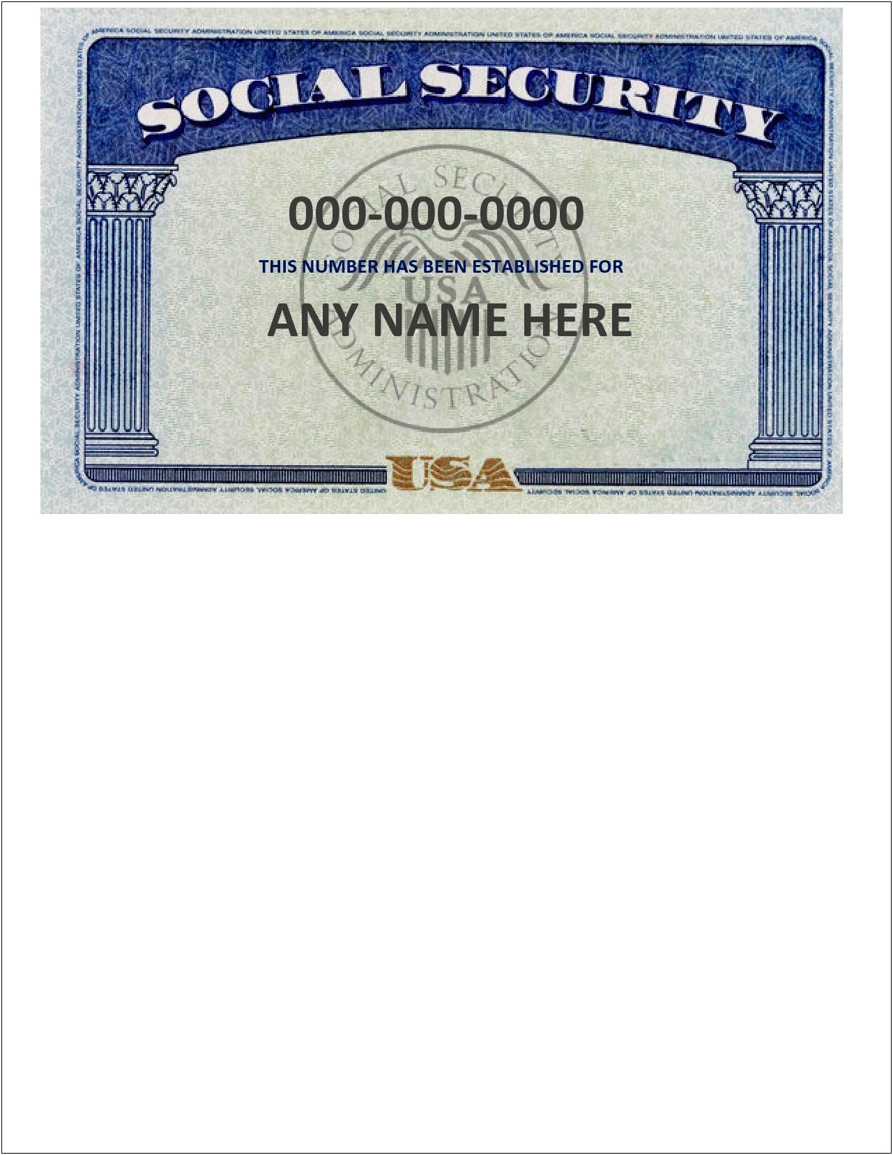 Blank Social Security Card Template Back