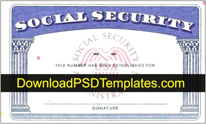 Blank Social Security Card Template Psd