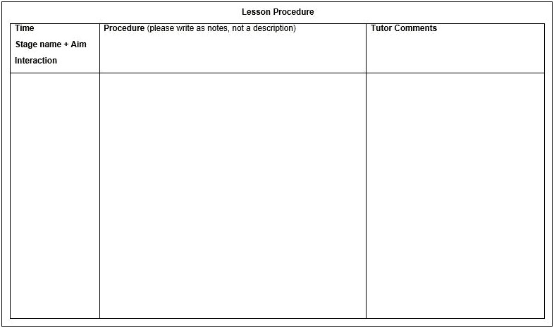 Blank Special Education Lesson Plan Template