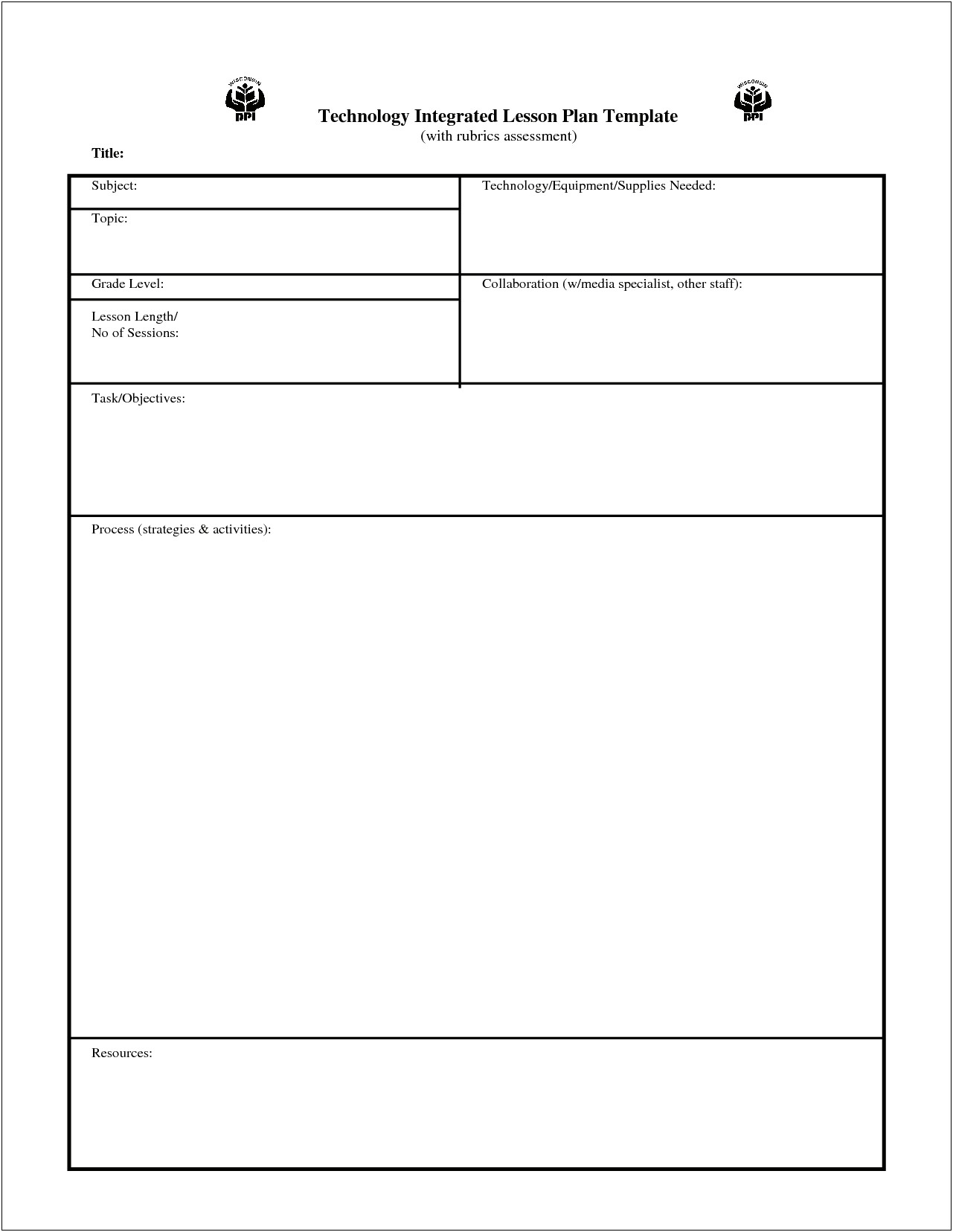 Blank Story Lesson Plan Template Pdf