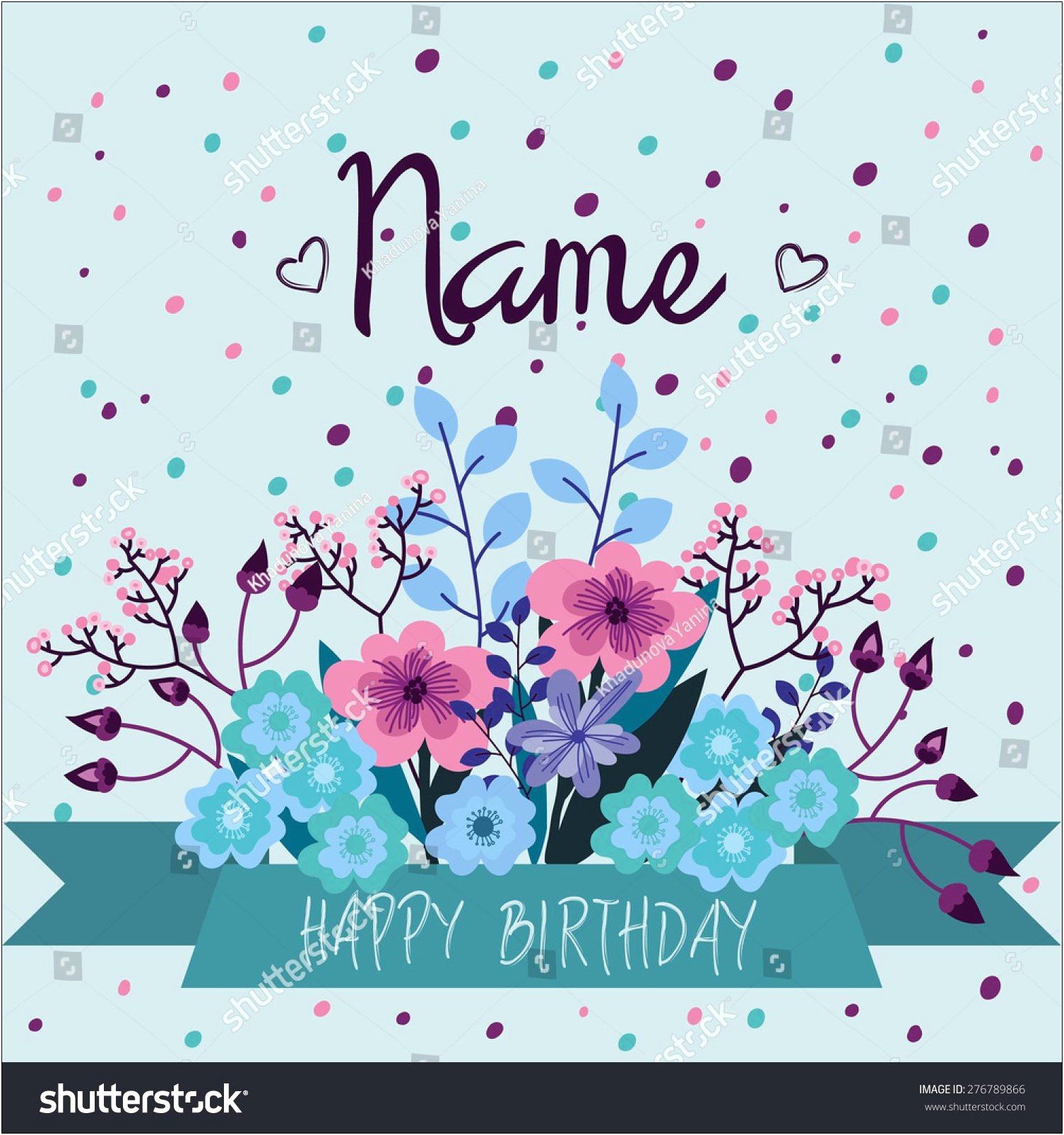 Blue Floral Thank You Cards Template For Birthday