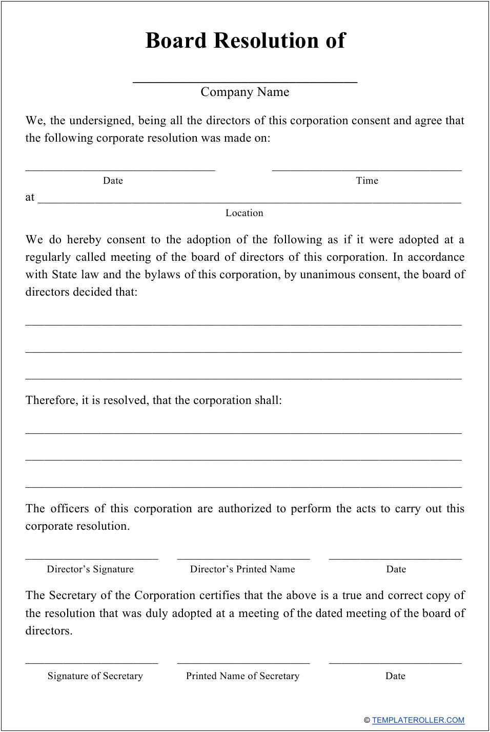 Board Member Bank Letter Meeting Minutes Template