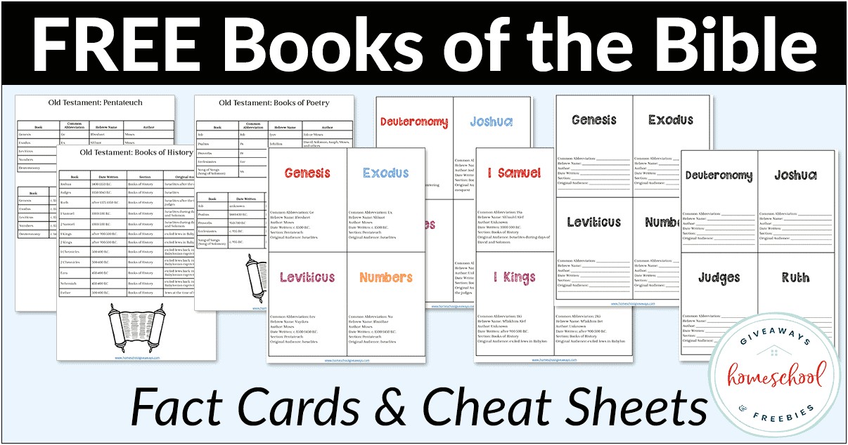 Books Of The Bible Cards Template