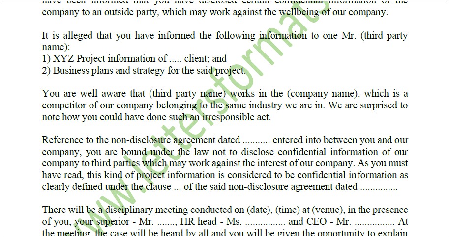 Breach Of Confidentiality Apology Letter Template