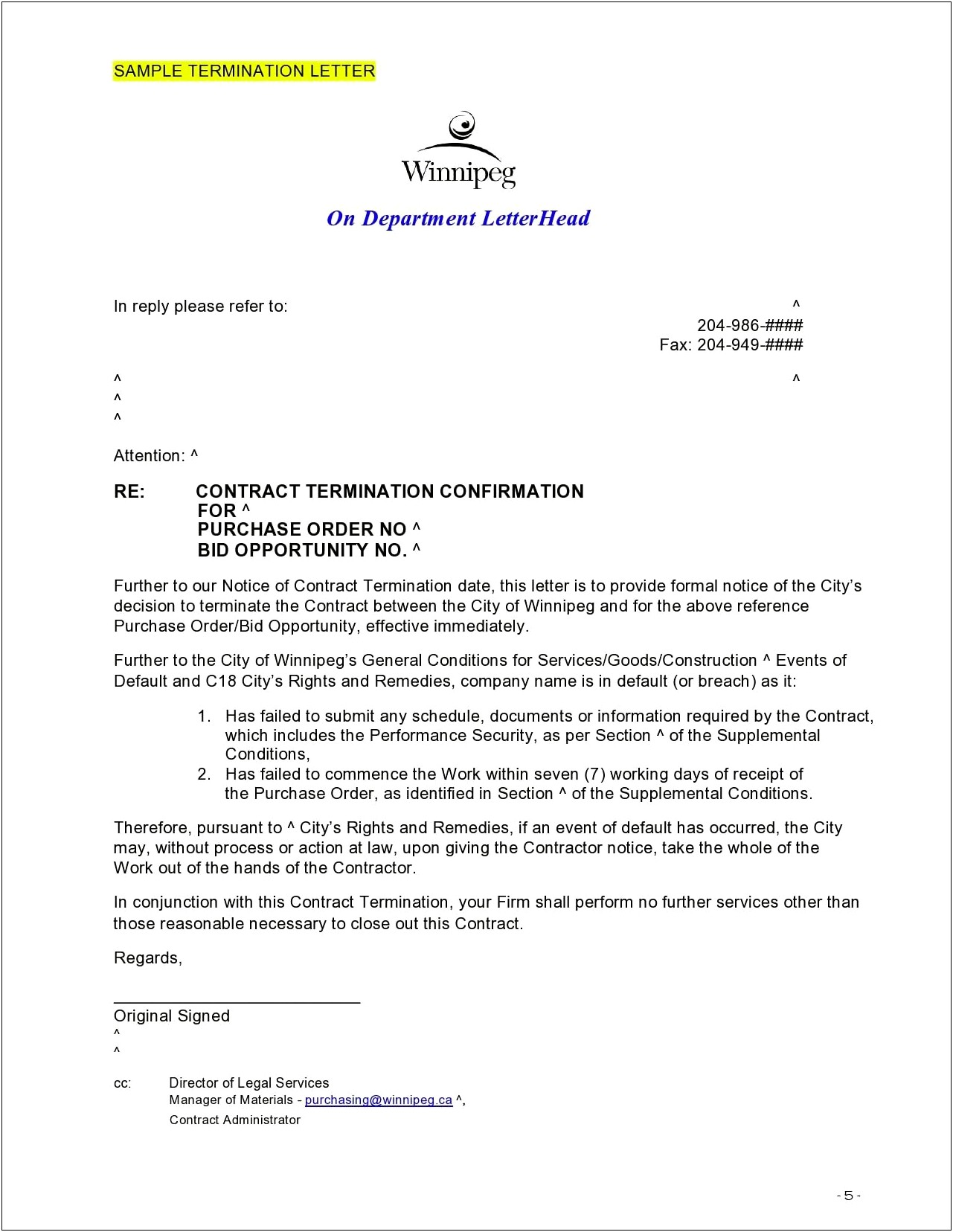Breach Of Contract Warning Letter Template