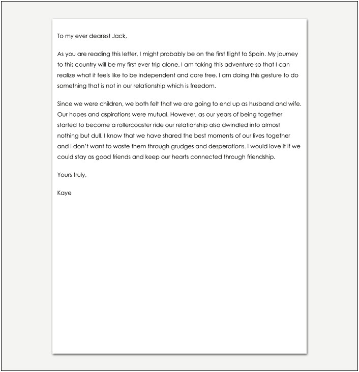 Break Up Letter To Him Template