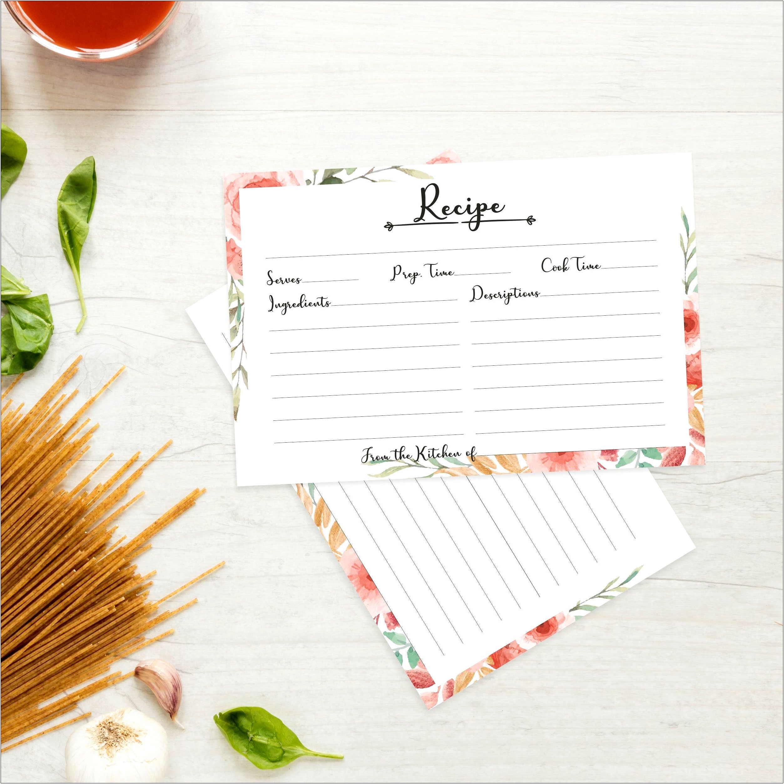 Bridal Shower Cookbook Recipe Card Template